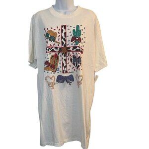 VTG Carousel Collection Southwest Design Graphic Short Sleeve Extra Long Tee‎ OS